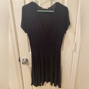 Black summer faux wrap dress